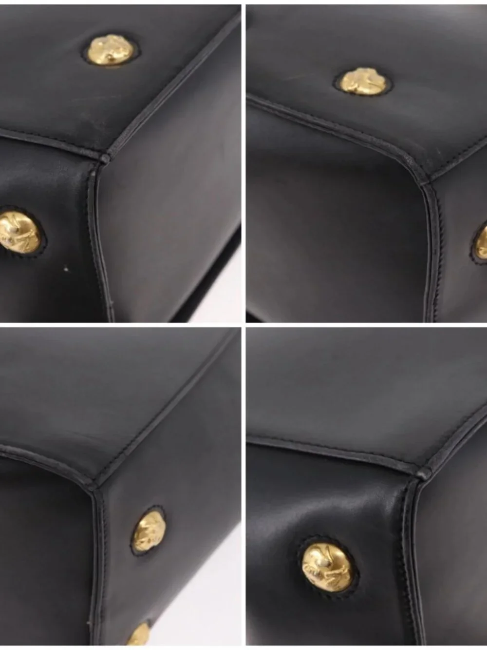 Salvatore Ferragamo Shoulder Bag Leather Black Gold Auth ka4956